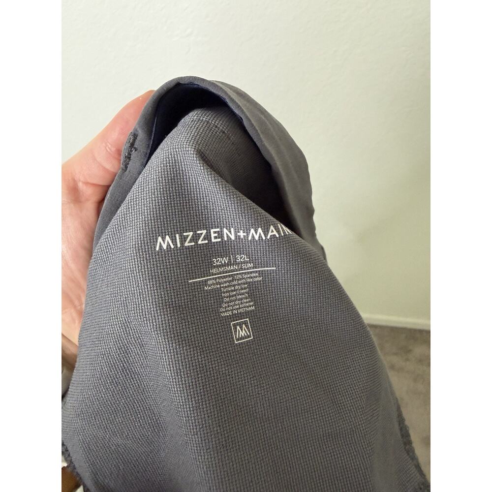 Mizzen+Main Charcoal Solid Helmsman Chino Pant Size 32x32 Smart Casual Office - Picture 3 of 3